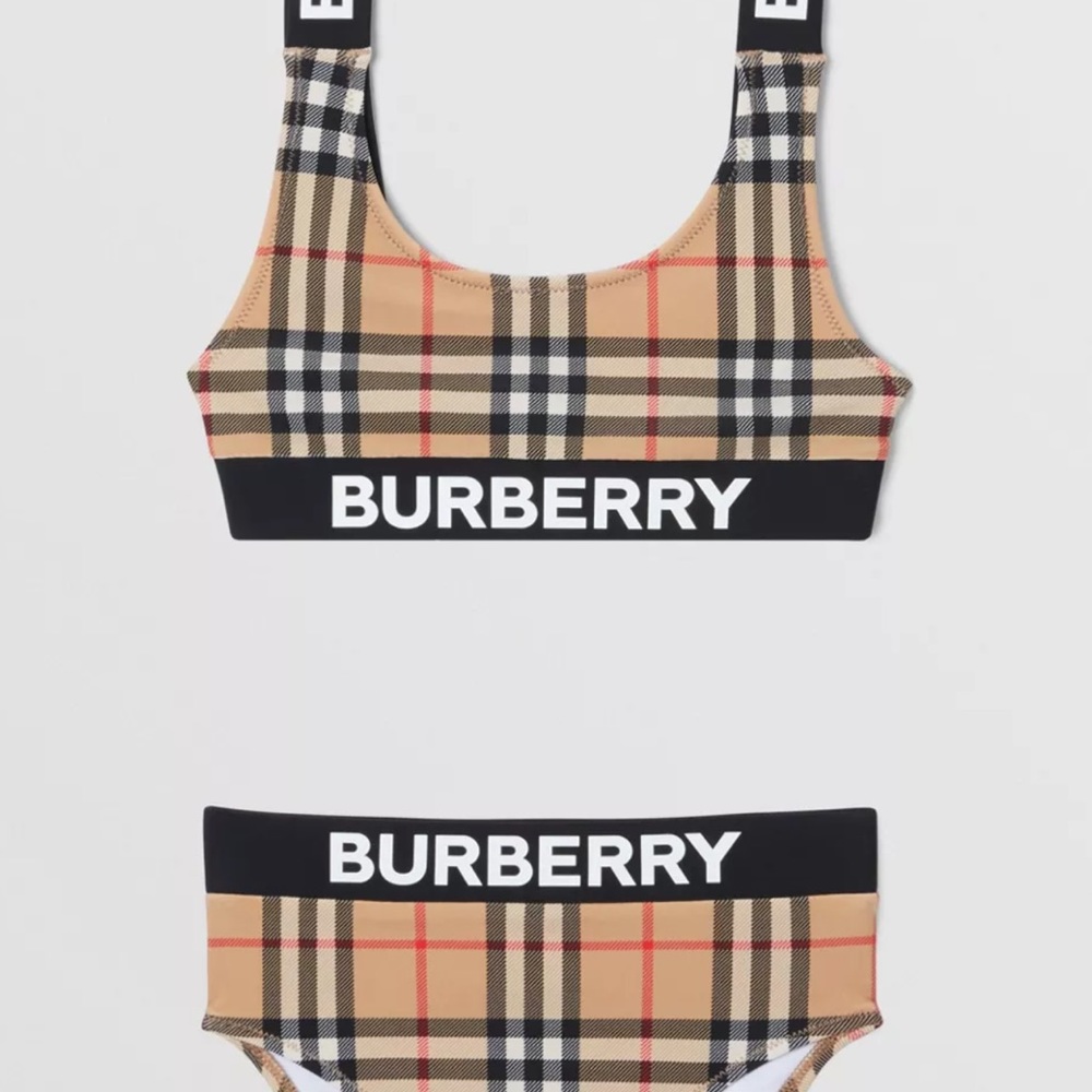 Burberry Logo Print Vintage Check Bikini